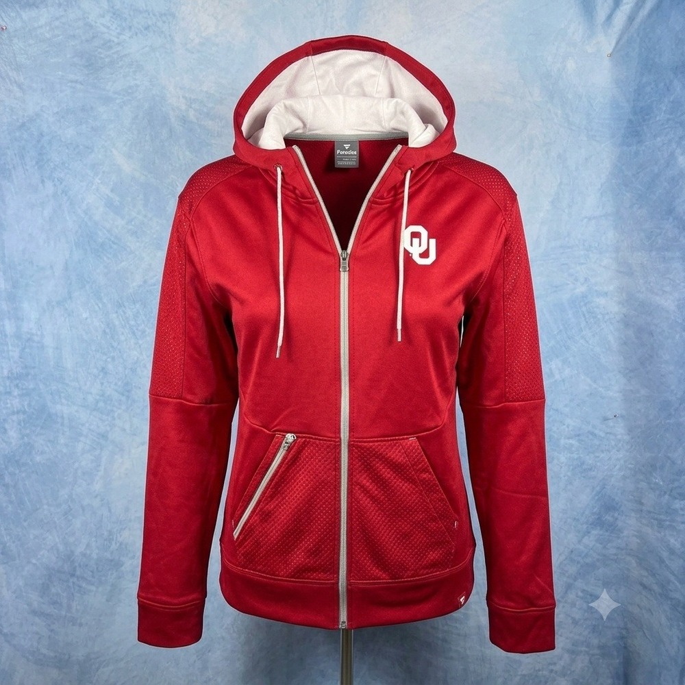 Fanatics Oklahoma Sooners Womens Crimson Red Full Zip Hoodie OU Logo Medium